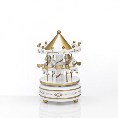 ΜΠΟΜΠΟΝΙΕΡΑ ΚΑΡΟΥΖΕΛ ΑΚΡΥΛΙΚΟ ΛΕΥΚΟ-ΧΡΥΣΟ ΠΕΡΙΣΤΡΕΦΟΜΕΝΟ ΜΕ ΜΟΥΣΙΚΗ Φ11Χ17Υ