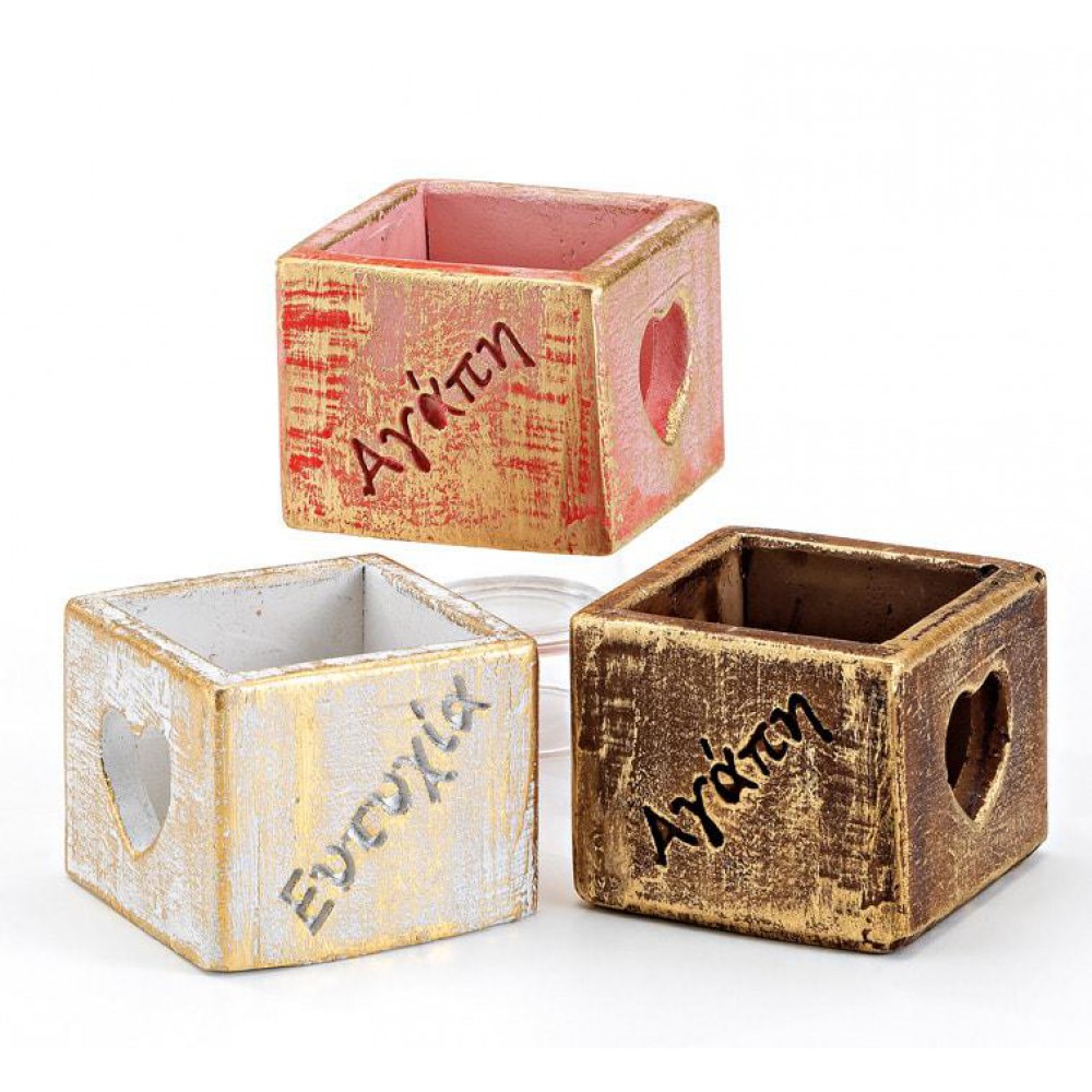 ΚΕΡΑΜΙΚΗ ΜΠΟΜΠΟΝΙΕΡΑ ΚΗΡΟΠΗΓΙΟ ΓΙΑ ΡΕΣΩ ΑΓΑΠΗ ΕΥΤΥΧΙΑ 3 ΧΡΩΜΑΤΩΝ 6,5Χ6,5Χ5,5Υ 