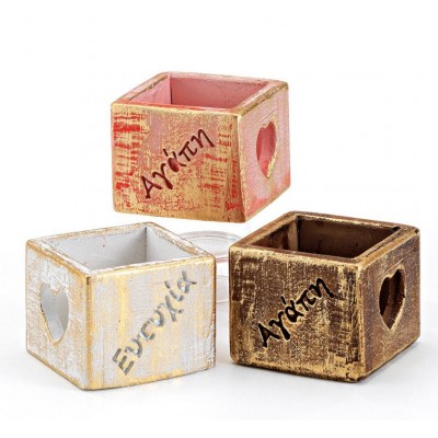 ΚΕΡΑΜΙΚΗ ΜΠΟΜΠΟΝΙΕΡΑ ΚΗΡΟΠΗΓΙΟ ΓΙΑ ΡΕΣΩ ΑΓΑΠΗ ΕΥΤΥΧΙΑ 3 ΧΡΩΜΑΤΩΝ 6,5Χ6,5Χ5,5Υ