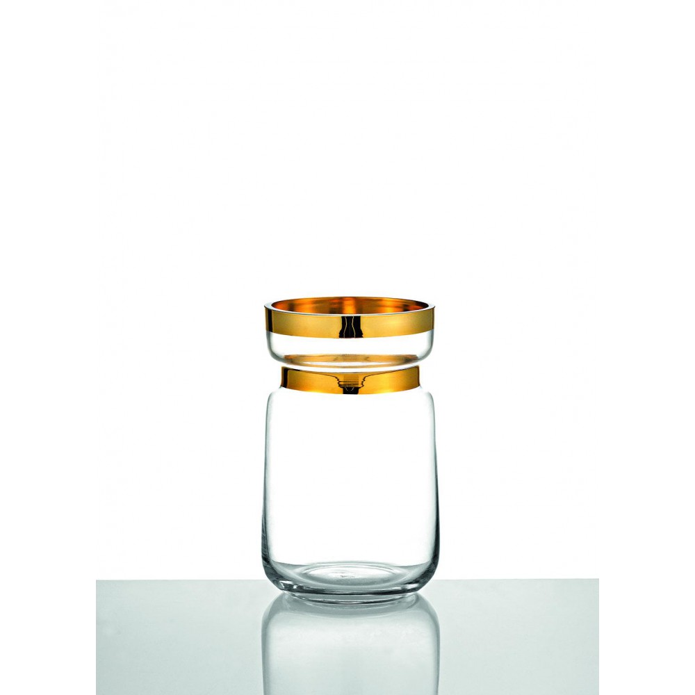 ΓΥΑΛΙΝΟ ΒΑΖΟ ΜΕ ΧΡΥΣΕΣ ΛΕΠΤΟΜΕΡΕΙΕΣ Φ13Χ20Υ 