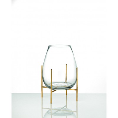 ΓΥΑΛΙΝΟ ΒΑΖΟ ΜΕ ΜΕΤΑΛΛΙΚΗ ΧΡΥΣΗ ΒΑΣΗ Φ14Χ24Υ