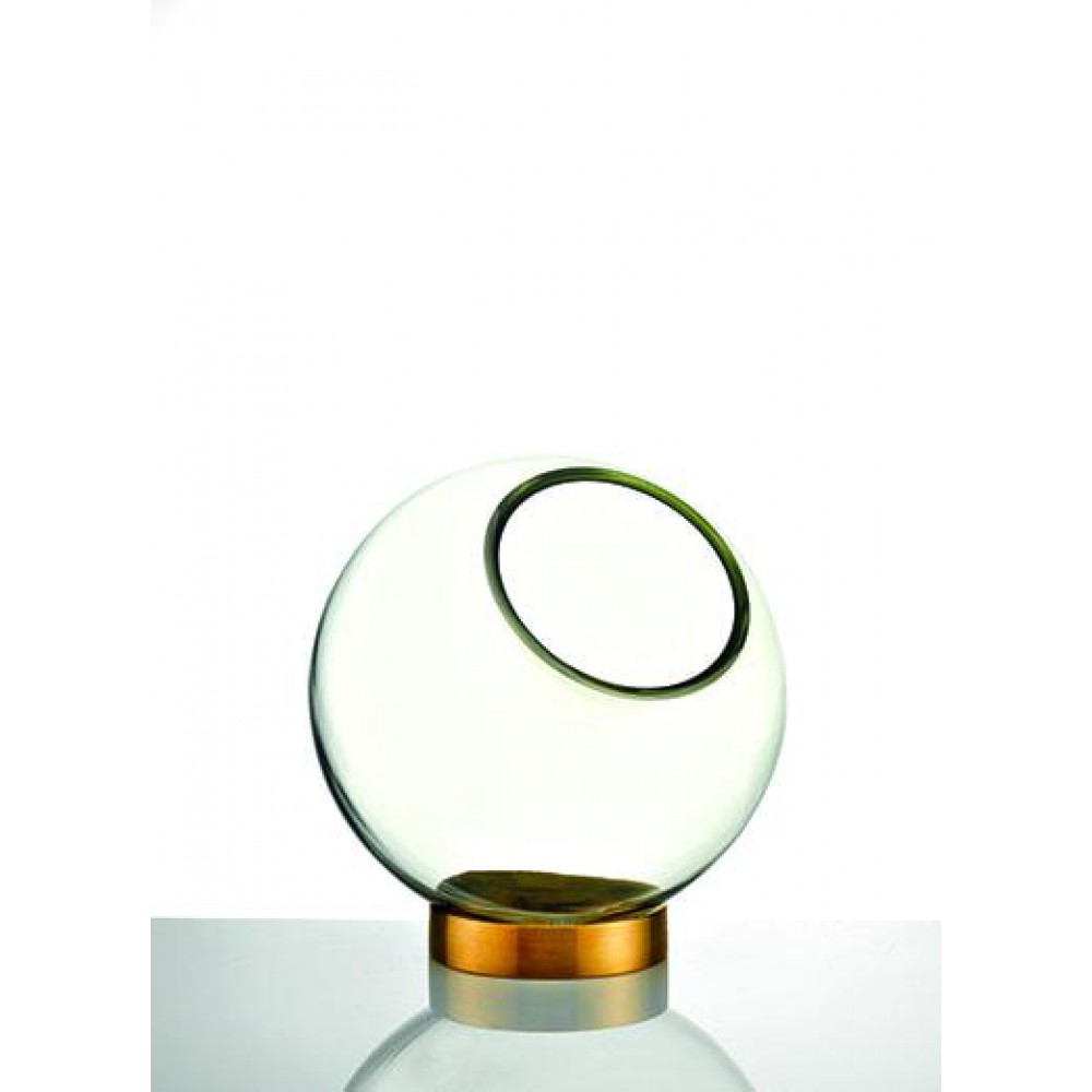 ΓΥΑΛΙΝΟ ΒΑΖΟ ΜΕ ΧΡΥΣΗ ΒΑΣΗ Φ20Χ19Υ 