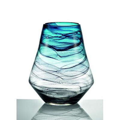 ΓΥΑΛΙΝΟ ΒΑΖΟ ΜΕ ΜΠΛΕ ΓΡΑΜΜΕΣ Φ23Χ27Υ