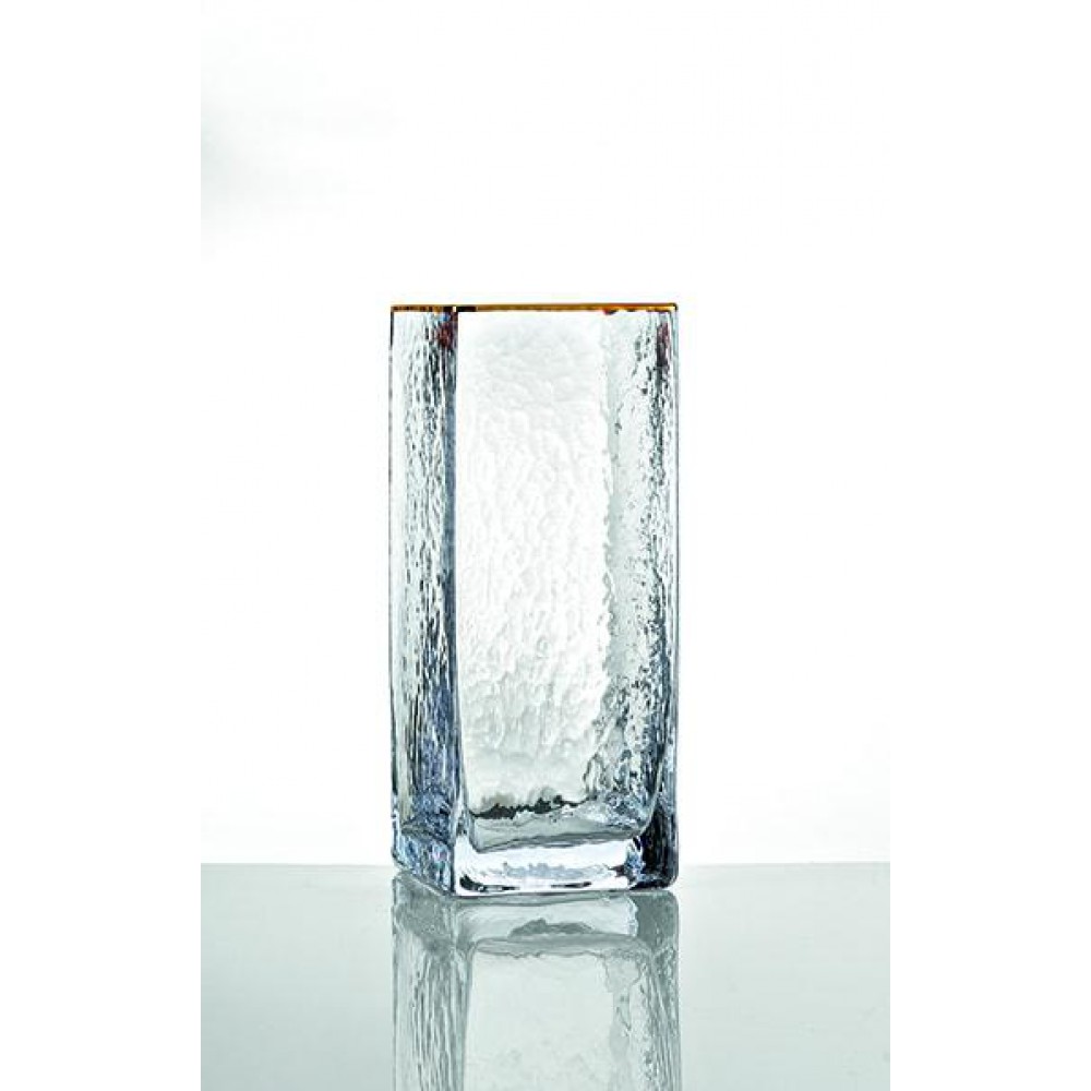 ΓΥΑΛΙΝΟ ΒΑΖΟ ΜΕ ΧΡΥΣΗ ΛΕΠΤΟΜΕΡΕΙΑ 10Χ10Χ15Υ 