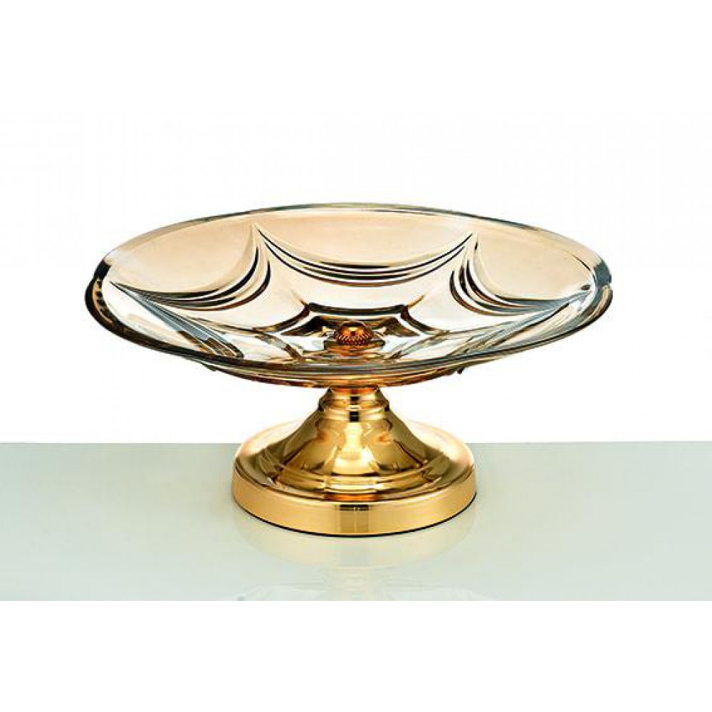 ΓΥΑΛΙΝΗ ΦΡΟΥΤΙΕΡΑ ΜΕ ΜΕΤΑΛΛΙΚΗ ΧΡΥΣΗ ΒΑΣΗ Φ34Χ15Υ 