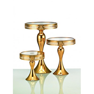 ΤΟΥΡΤΙΕΡΕΣ ΜΕΤΑΛΛΙΚΕΣ ΧΡΥΣΕΣ  ΣΕΤ 3 ΤΜΧ Φ27x40 Φ23x28 Φ19x20cm