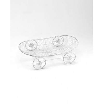 ΛΕΥΚΗ ΜΕΤΑΛΛΙΚΗ ΒΑΣΗ ΜΕ ΡΟΔΕΣ 60Χ36Χ15Υ