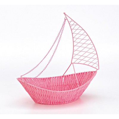 ΔΙΑΚΟΣΜΗΤΙΚΟ ΚΑΡΑΒΙ ΡΟΖ ΜΕΤΑΛΛΙΚΟ 46x26x47cm