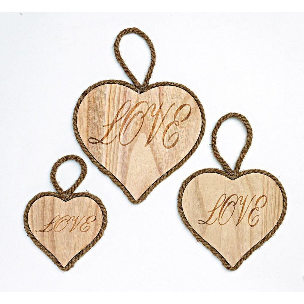 ΞΥΛΙΝΕΣ ΚΑΡΔΙΕΣ LOVE ΣΕΤ 3 ΤΜΧ 27Χ25 22Χ21 17Χ16 