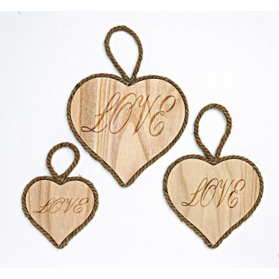 ΞΥΛΙΝΕΣ ΚΑΡΔΙΕΣ LOVE ΣΕΤ 3 ΤΜΧ 27Χ25 22Χ21 17Χ16