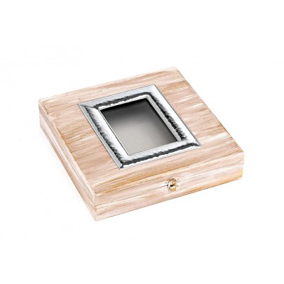 ΣΤΕΦΑΝΟΘΗΚΗ ΠΟΛΥΤΕΛΕΙΑΣ ΧΕΙΡΟΠΟΙΗΤΗ ΞΥΛΙΝΗ ΜΠΕΖ ΜΕ ΧΡΥΣΟ ΚΑΙ ΑΣΗΜΙ 27Χ6Χ27