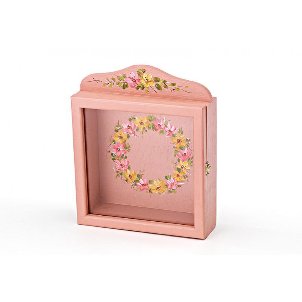 ΣΤΕΦΑΝΟΘΗΚΗ ΞΥΛΙΝΗ ΧΕΙΡΟΠΟΙΗΤΗ ΡΟΖ ΖΩΓΡΑΦΙΣΜΕΝΗ 25Χ8Χ31 