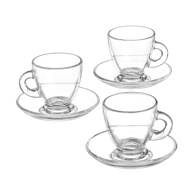 ΓΥΑΛΙΝΑ ΦΛΥΤΖΑΝΙΑ ΚΑΦΕ ΣΕΤ 6 ΤΕΜΑΧΙΩΝ ΜΕ ΠΙΑΤΑΚΙΑ Φ6x6.5cm Φ10cm