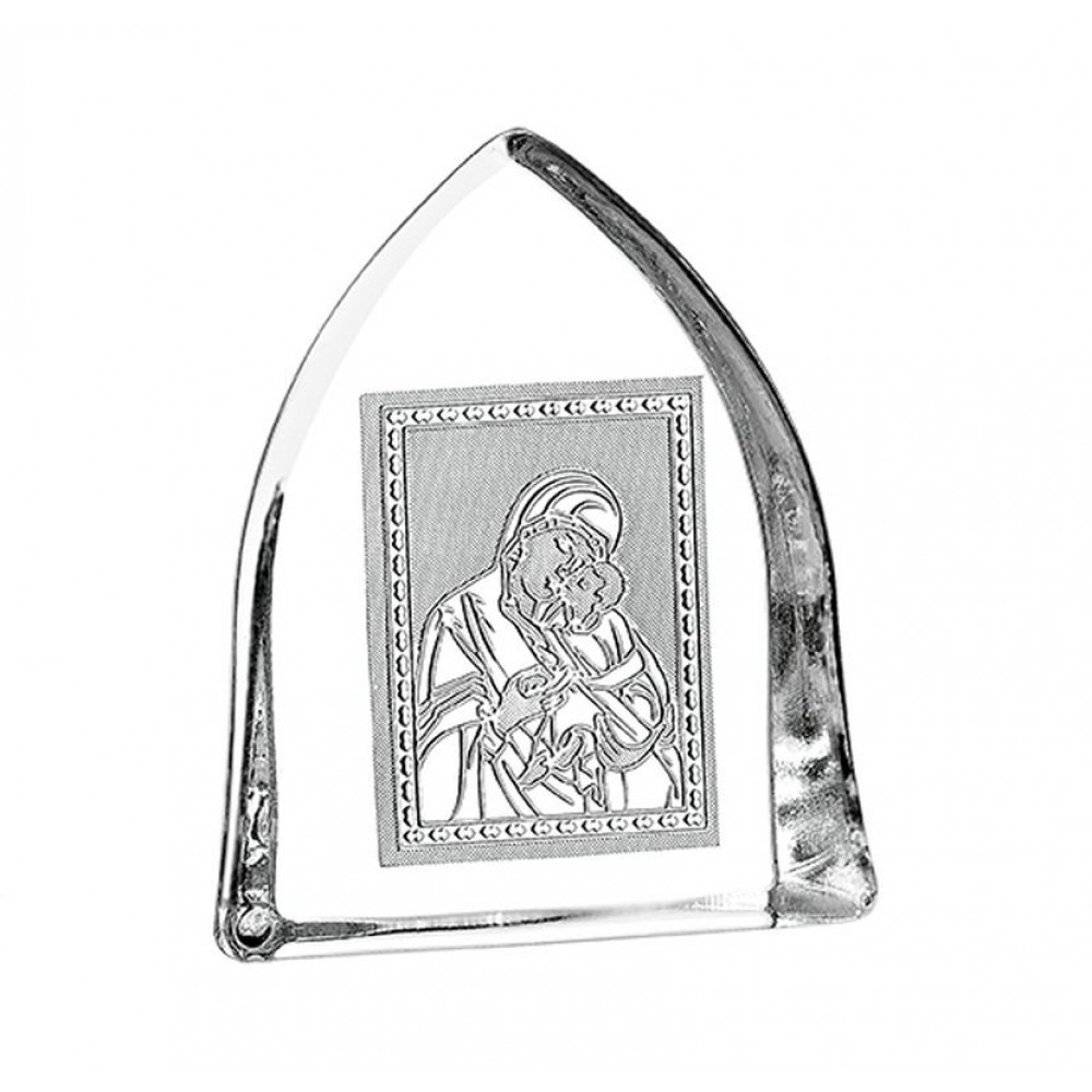 ΜΠΟΜΠΟΝΙΕΡΑ ΓΥΑΛΙΝΗ ΕΙΚΟΝΑ ΠΑΝΑΓΙΑ ΜΕ ΧΑΡΤΙΝΟ ΛΕΥΚΟ ΚΟΥΤΑΚΙ 5X6CM 