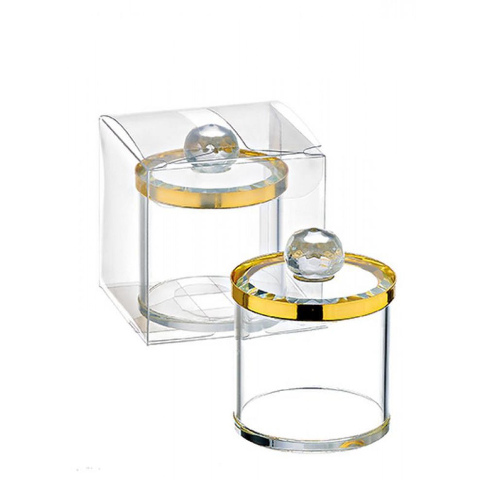 ΜΠΟΜΠΟΝΙΕΡΑ ΓΥΑΛΙΝΗ ΜΠΙΖΟΥΤΙΕΡΑ ΣΤΡΟΓΓΥΛΗ ΧΡΥΣΗ 5X6CM ΜΕ ΚΟΥΤΑΚΙ PVC 6X6CM 