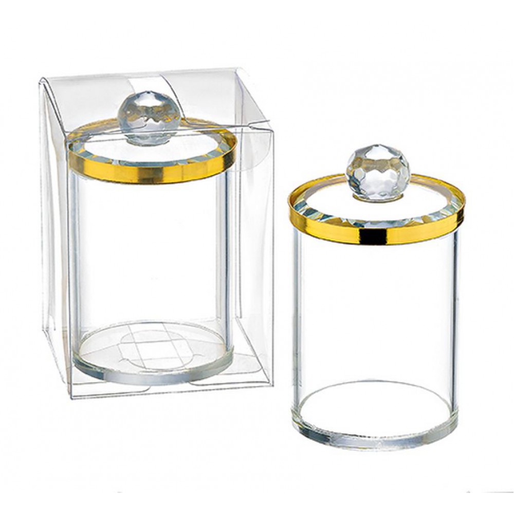 ΜΠΟΜΠΟΝΙΕΡΑ ΓΥΑΛΙΝΗ ΣΤΡΟΓΓΥΛΗ ΜΠΙΖΟΥΤΙΕΡΑ ΧΡΥΣΗ 5X8CM ΜΕ ΚΟΥΤΑΚΙ PVC 6X8CM 