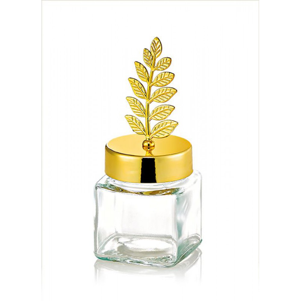 ΜΠΟΜΠΟΝΙΕΡΑ ΒΑΖΑΚΙ ΓΥΑΛΙΝΟ 60ml ΜΕ ΧΡΥΣΟ ΚΑΠΑΚΙ ΚΛΑΔΙ ΕΛΙΑΣ 4.5X4.5X11CM 