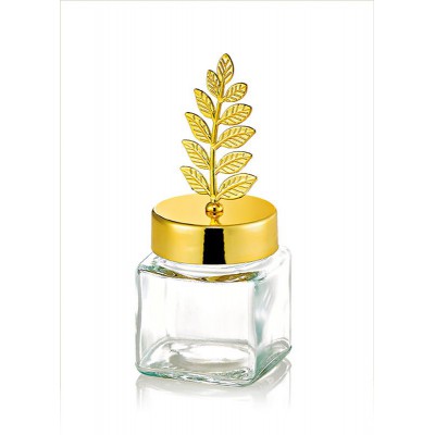 ΜΠΟΜΠΟΝΙΕΡΑ ΒΑΖΑΚΙ ΓΥΑΛΙΝΟ 60ml ΜΕ ΧΡΥΣΟ ΚΑΠΑΚΙ ΚΛΑΔΙ ΕΛΙΑΣ 4.5X4.5X11CM