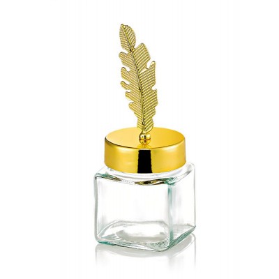 ΜΠΟΜΠΟΝΙΕΡΑ ΒΑΖΑΚΙ ΓΥΑΛΙΝΟ 60ml ΜΕ ΧΡΥΣΟ ΚΑΠΑΚΙ ΦΤΕΡΟ 4.5X4.5X11.4CM