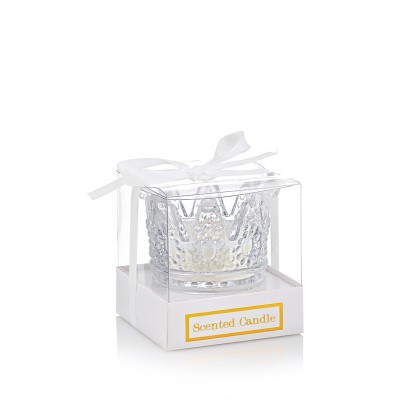 ΚΟΡΩΝΑ ΜΕ ΚΕΡΙ ΓΥΑΛΙΝΗ Φ7x5cm ΣΕ PVC ΚΟΥΤΙ Φ7.5x7.5x7.5cm