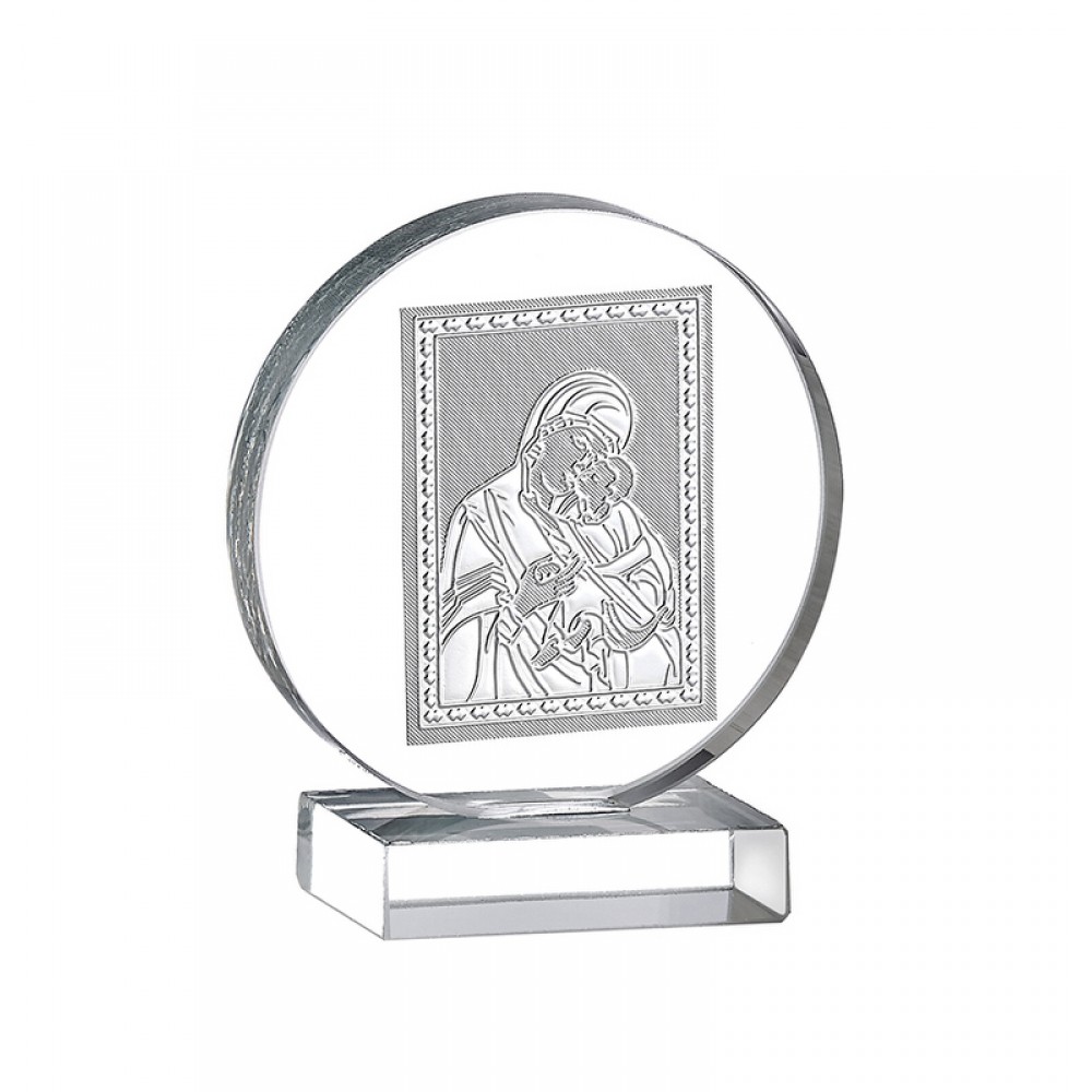 ΕΙΚΟΝΑ ΠΑΝΑΓΙΤΣΑ ΓΥΑΛΙΝΗ ΣΕ ΛΕΥΚΟ KOYTAKI 5.5x6.5cm 