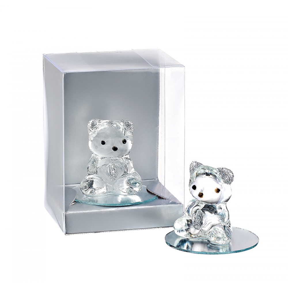 ΜΠΟΜΠΟΝΙΕΡΑ ΑΡΚΟΥΔΑΚΙ ΓΥΑΛΙΝΟ ΣΕ PVC KOYTAKI 6x5x8cm 