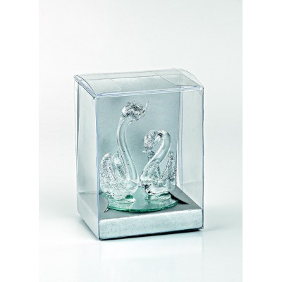 ΓΥΑΛΙΝΗ ΜΠΟΜΠΟΝΙΕΡΑ ΚΥΚΝΟΙ ΑΣΗΜΙ ΣΕ PVC KOYTAKI 6x5x8cm