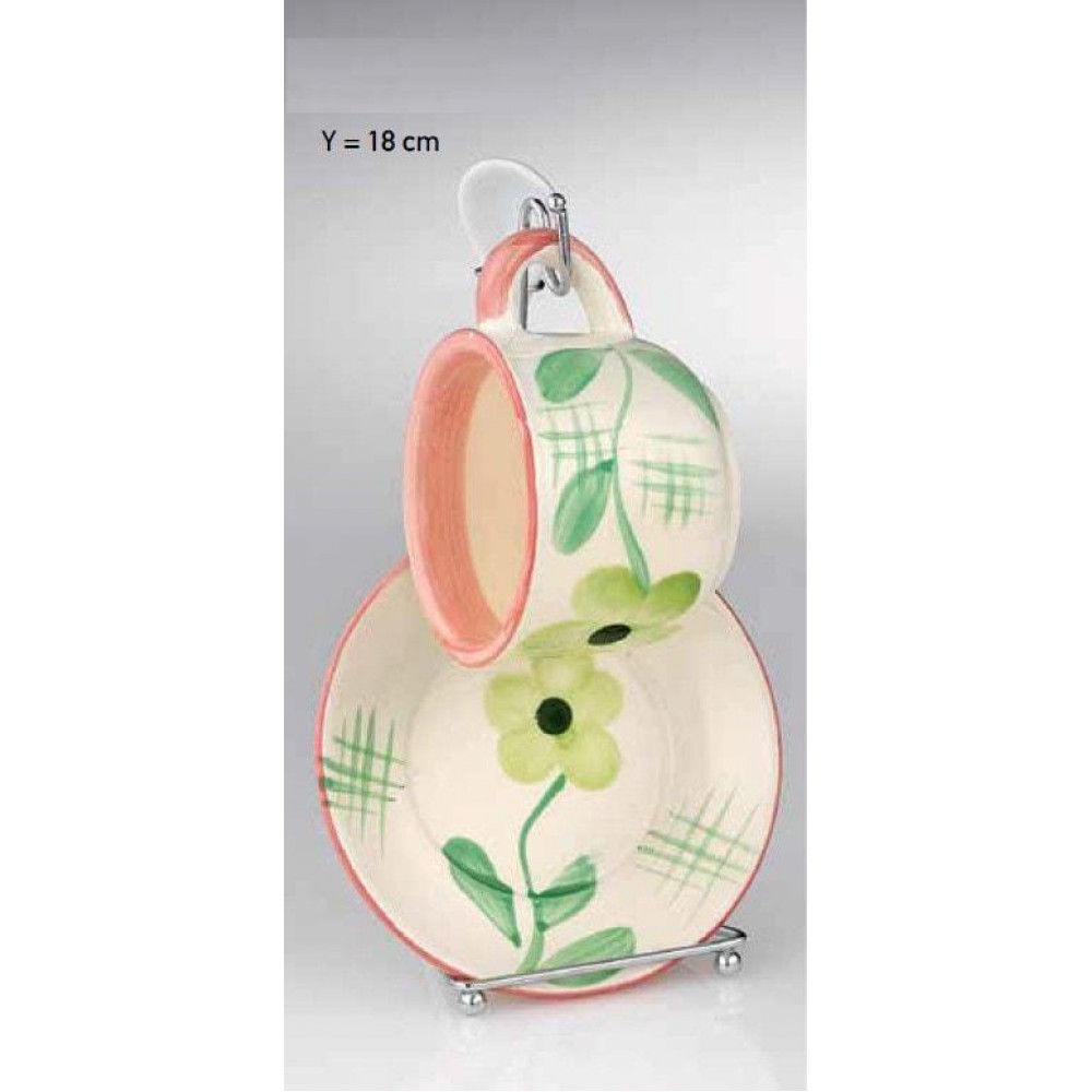 ΚΕΡΑΜΙΚΗ ΜΠΟΜΠΟΝΙΕΡΑ ΦΛΥΤΖΑΝΙ ΠΙΑΤΑΚΙ ΠΡΑΣΙΝΟ ΡΟΖ ΣΕ ΜΕΤΑΛΛΙΚΗ ΒΑΣΗ 18Υ 