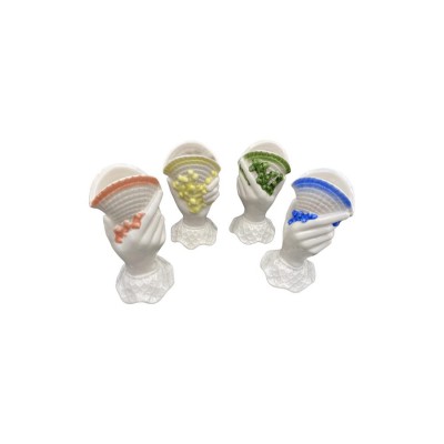 ΠΟΡΣΕΛΑΝΙΝΟ ΒΑΖΟ ΧΕΡΙ ΜΕ ΚΟΧΥΛΙ 4 ΣΧΕΔΙΩΝ 7X14cm