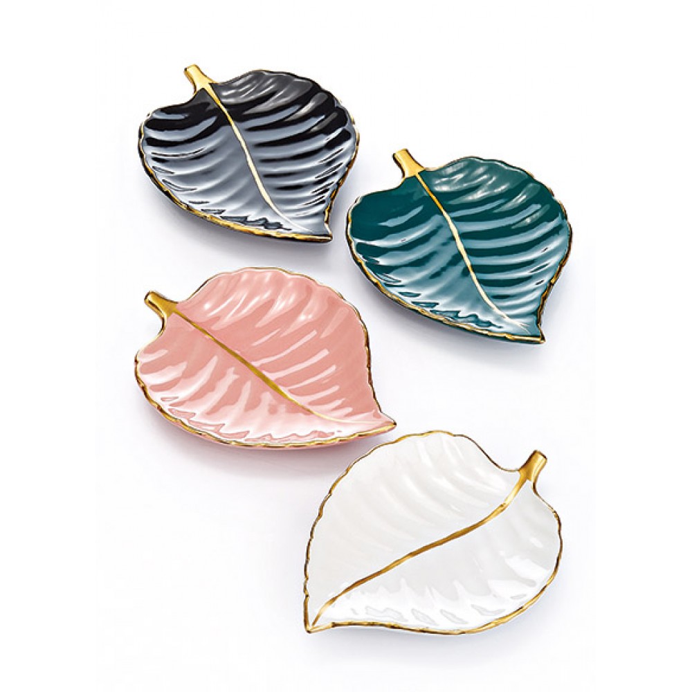 ΜΠΟΜΠΟΝΙΕΡΑ ΚΕΡΑΜΙΚΟ ΠΙΑΤΑΚΙ ΦΥΛΛΟ ΜΕ ΧΡΥΣΕΣ ΛΕΠΤΟΜΕΡΕΙΕΣ ΣΕ 4 ΧΡΩΜΑΤΑ 16.5X12.5Χ2Υ 