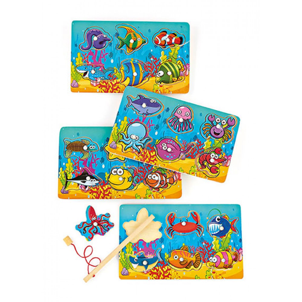 ΜΠΟΜΠΟΝΙΕΡΑ ΞΥΛΙΝΟ ΠΑΖΛ ΨΑΡΑΚΙΑ ΜΕ ΜΑΓΝΗΤΙΚΟ ΚΑΛΑΜΙ ΨΑΡΕΜΑΤΟΣ 6 ΣΧΕΔΙΩΝ 18X11 