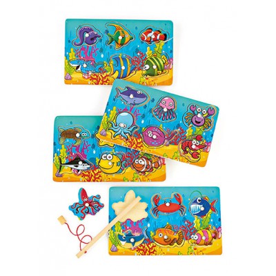 ΜΠΟΜΠΟΝΙΕΡΑ ΞΥΛΙΝΟ ΠΑΖΛ ΨΑΡΑΚΙΑ ΜΕ ΜΑΓΝΗΤΙΚΟ ΚΑΛΑΜΙ ΨΑΡΕΜΑΤΟΣ 6 ΣΧΕΔΙΩΝ 18X11