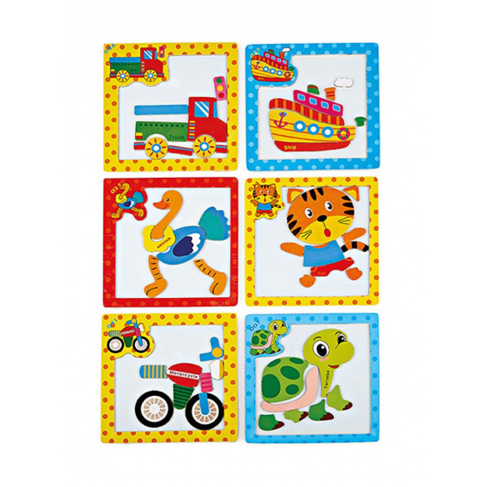 ΜΠΟΜΠΟΝΙΕΡΑ ΞΥΛΙΝΟ ΜΑΓΝΗΤΙΚΟ ΠΑΖΛ ΖΩΑΚΙΑ ΚΑΙ ΜΕΤΑΦΟΡΙΚΑ ΜΕΣΑ 16 ΣΧΕΔΙΩΝ 15Χ15Υ 