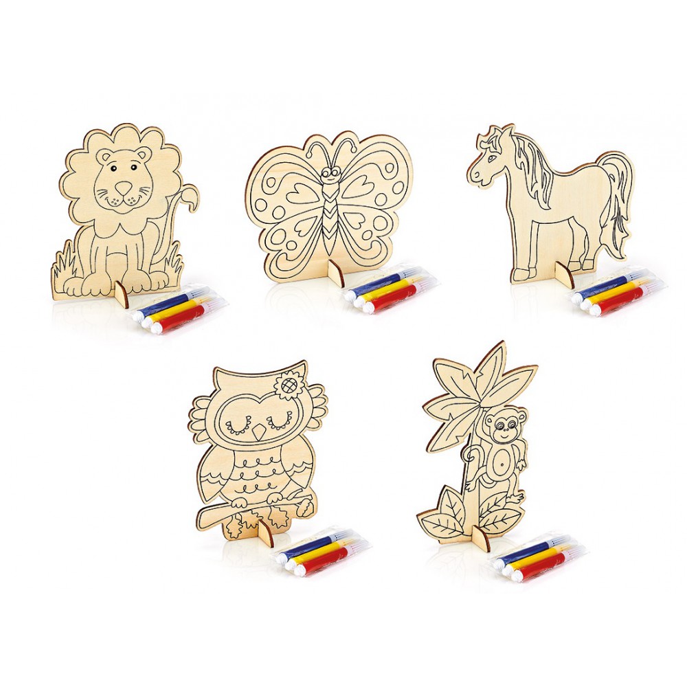 ΜΠΟΜΠΟΝΙΕΡΕΣ ΞΥΛΙΝΑ ΖΩΑΚΙΑ ''COLOR ME'' ΜΕ ΒΑΣΗ ΚΑΙ ΜΑΡΚΑΔΟΡΟΥΣ 9 ΣΧΕΔΙΩΝ 10-13Χ14Υ 