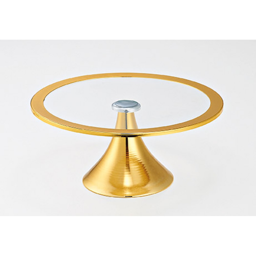 ΤΟΥΡΤΙΕΡΑ ΣΤΡΟΓΓΥΛΗ ΜΕ ΜΕΤΑΛΛΙΚΗ ΧΡΥΣΗ ΒΑΣΗ Φ30Χ13.5Υ 