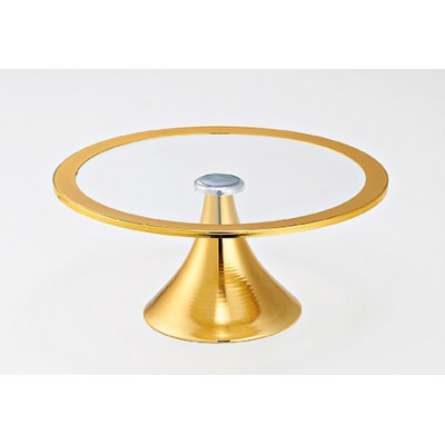 ΤΟΥΡΤΙΕΡΑ ΣΤΡΟΓΓΥΛΗ ΜΕ ΜΕΤΑΛΛΙΚΗ ΧΡΥΣΗ ΒΑΣΗ Φ30Χ13.5Υ