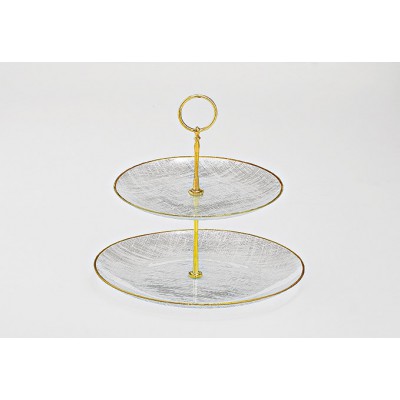 ΟΡΝΤΕΒΙΕΡΑ 2 ΕΠΙΠΕΔΩΝ ΛΕΥΚΗ ΜΕ ΧΡΥΣΕΣ ΛΕΠΤΟΜΕΡΕΙΕΣ  Φ26ΧΦ20.5Χ24Υ