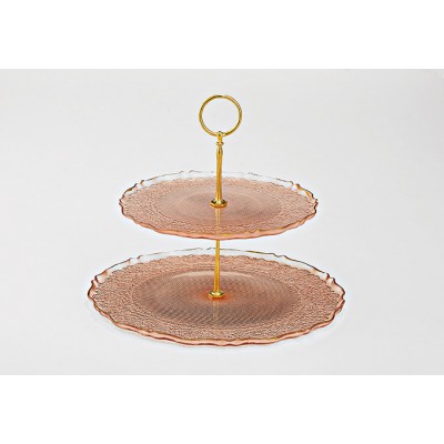 ΟΡΝΤΕΒΙΕΡΑ 2 ΕΠΙΠΕΔΩΝ ΡΟΖ ΜΕ ΧΡΥΣΕΣ ΛΕΠΤΟΜΕΡΕΙΕΣ  Φ29ΧΦ22Χ24Υ