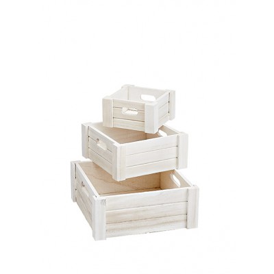 ΞΥΛΙΝΑ ΚΑΛΑΘΙΑ ΛΕΥΚΑ ΤΕΤΡΑΓΩΝΑ ΣΕΤ 3 ΤΜΧ 13.5Χ8 20Χ9.5 26Χ11