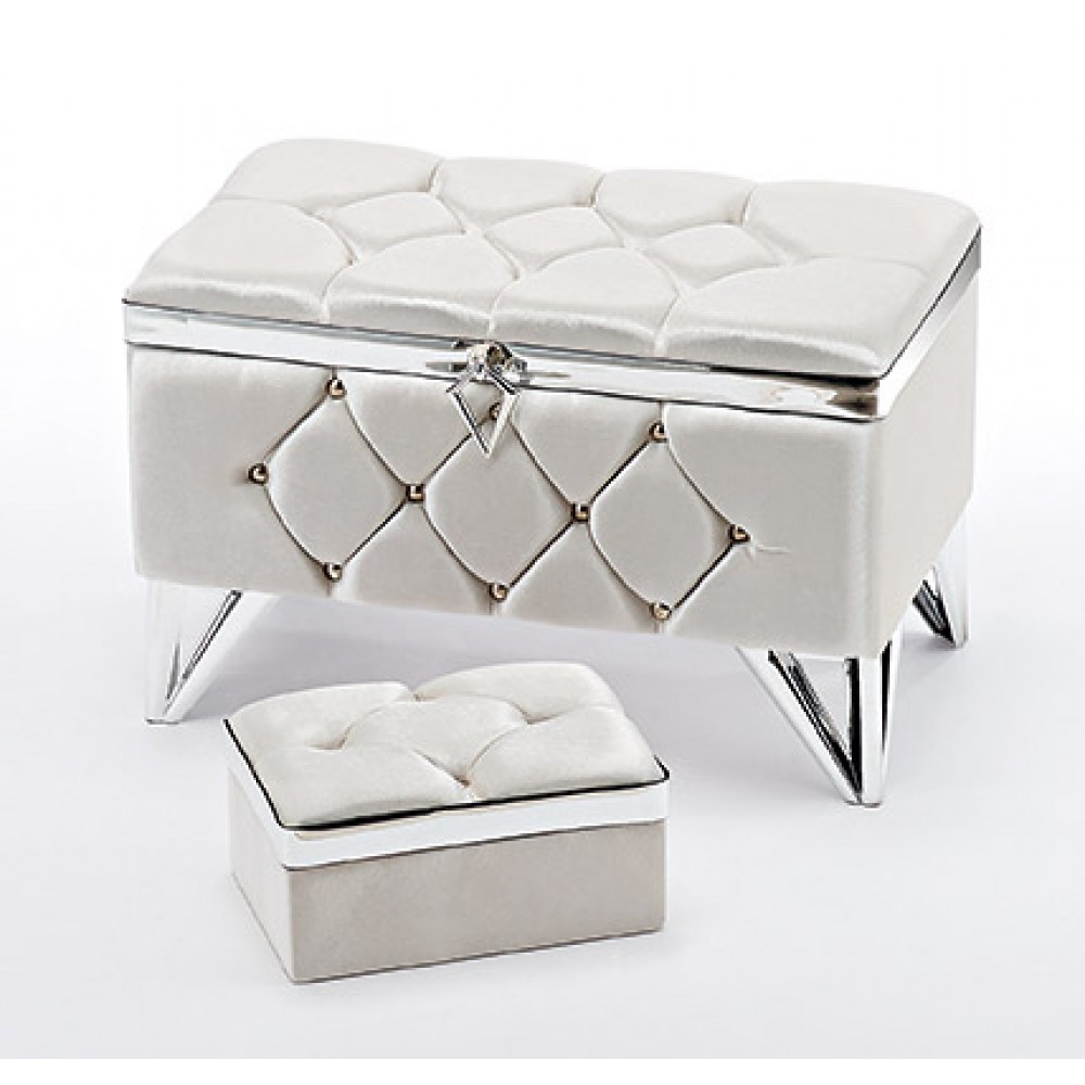 ΜΠΑΟΥΛΑΚΙ ΒΑΠΤΙΣΗΣ ΣΕΤ 2 ΤΜΧ ΛΕΥΚΟ ΚΑΠΙΤΟΝΕ ΜΕ ΔΙΑΜΑΝΤΑΚΙΑ 57X34X38 27X18X14 