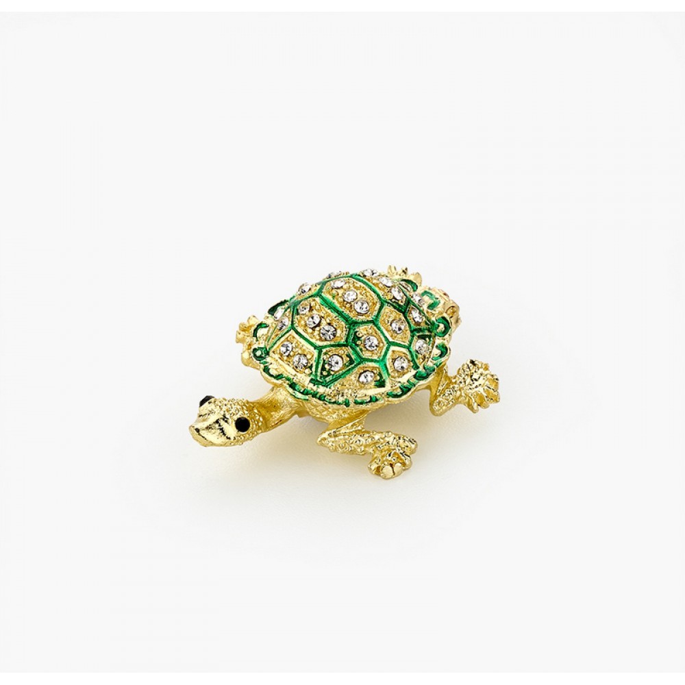 CLOISONNE ΜΠΙΖΟΥΤΙΕΡΑ ΧΕΛΩΝΑ ΧΡΥΣΗ ΜΕ ΠΡΑΣΙΝΕΣ ΛΕΠΤΟΜΕΡΕΙΕΣ 4.5x3.5x2cm 