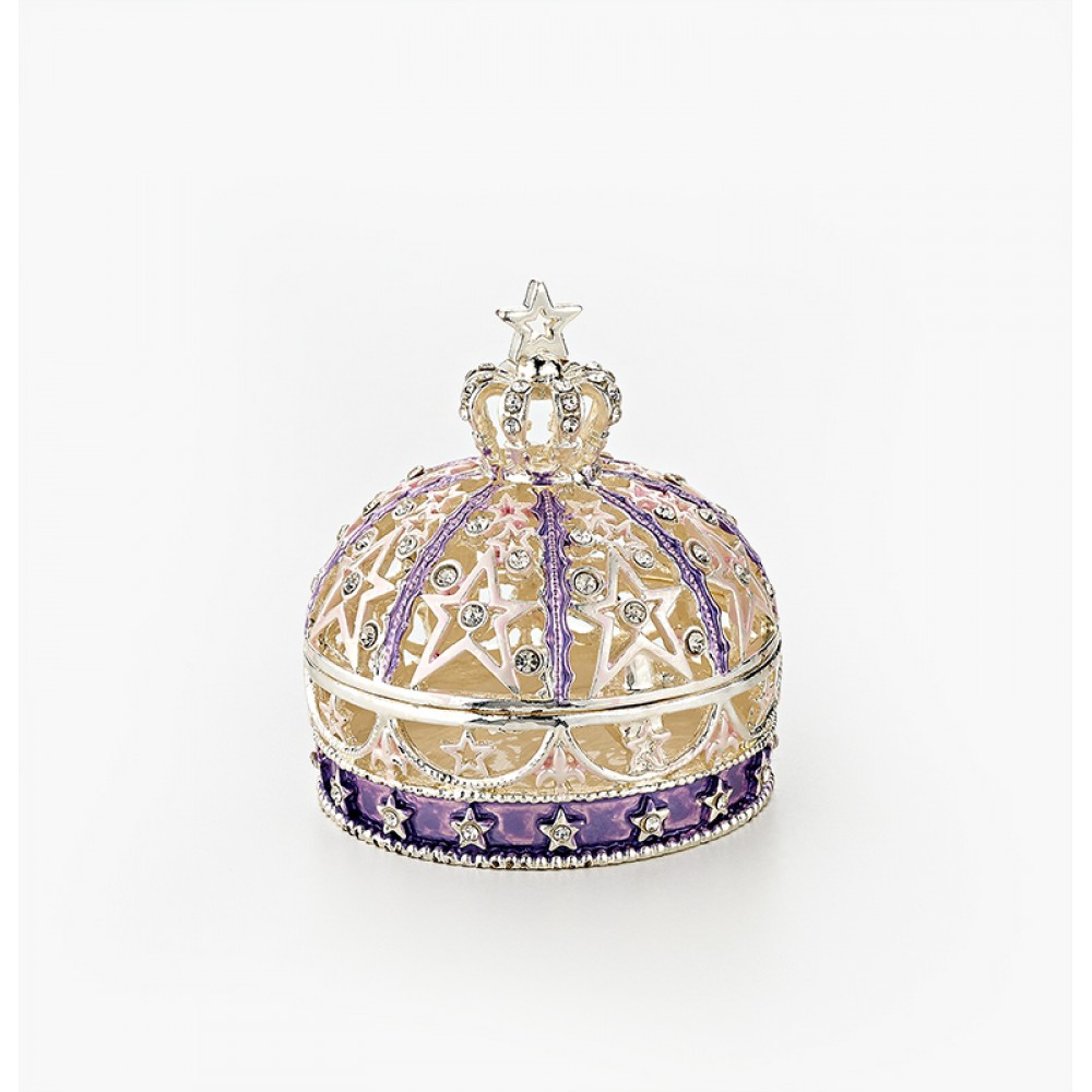 CLOISONNE ΜΠΙΖΟΥΤΙΕΡΑ ΑΣΗΜΙ ΣΤΕΜΜΑ ΜΕ ΜΩΒ ΛΕΠΤΟΜΕΡΕΙΕΣ Φ6x7.5cm 