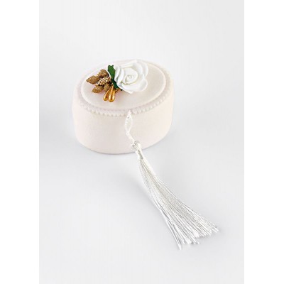 ΜΠΟΜΠΟΝΙΕΡΑ ΜΠΙΖΟΥΤΙΕΡΑ PVC ΟΒΑΛ ΛΕΥΚΗ ΜΕ ΒΕΛΟΥΔΟ & ΦΟΥΝΤΑΚΙ 7X5X6CM