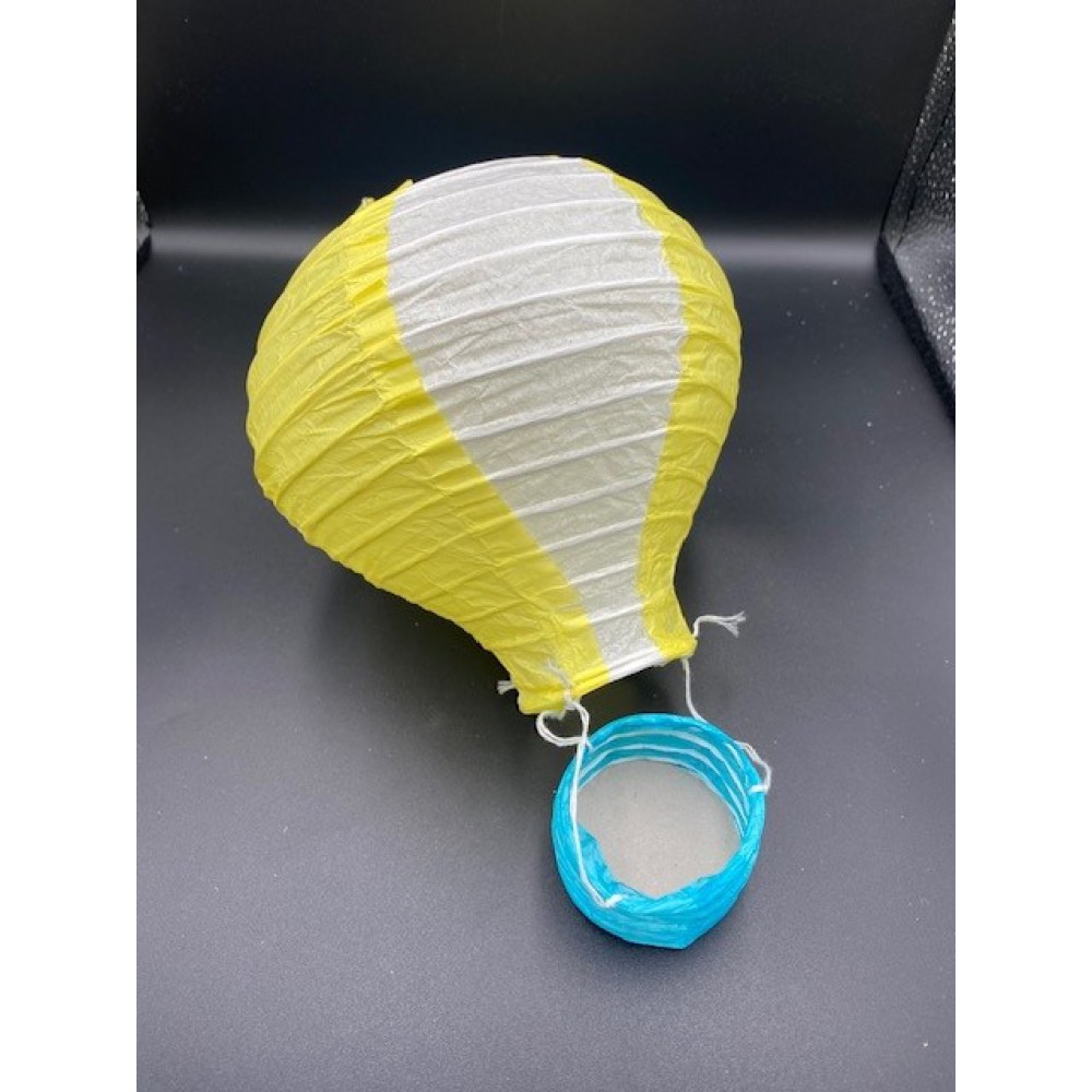 ΜΠΟΜΠΟΝΙΕΡΑ ΧΑΡΤΙΝΟ ΑΕΡΟΣΤΑΤΟ ΚΙΤΡΙΝΟ/ΛΕΥΚΟ ΜΕ ΤΥΡΚΟΥΑΖ ΒΑΣΗ 25cm 