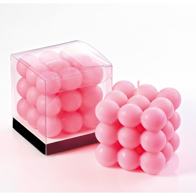 ΜΠΟΜΠΟΝΙΕΡΑ ΑΡΩΜΑΤΙΚΟ ΚΕΡΙ BUBBLE ΡΟΖ 6X6X6 ΣΕ PVC ΚΟΥΤΑΚΙ 6.5X6.5X7