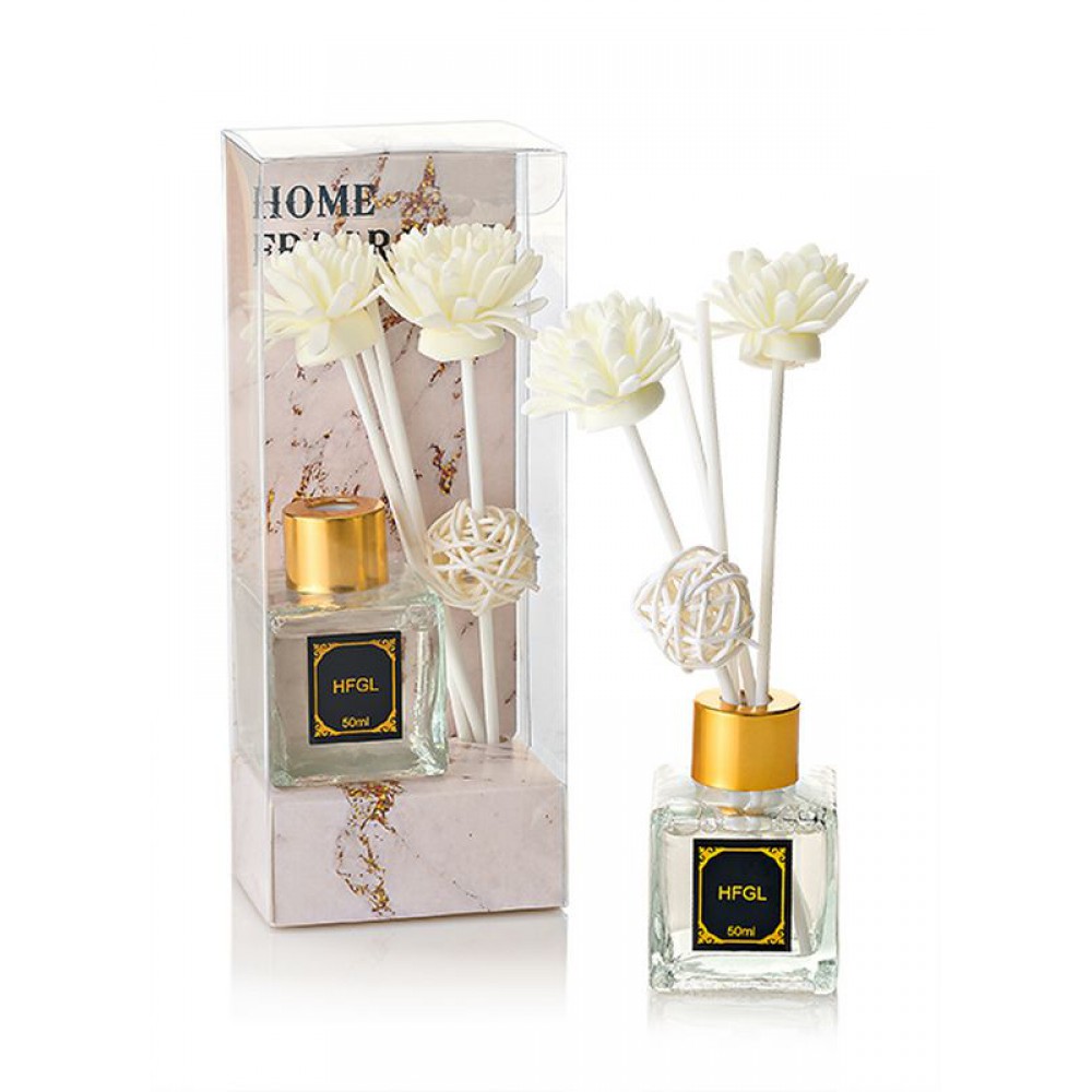 ΜΠΟΜΠΟΝΙΕΡΑ ΧΡΥΣΟ ΑΡΩΜΑΤΙΚΟ ΧΩΡΟΥ ΒΑΝΙΛΙΑ 50ml ΜΕ ΛΟΥΛΟΥΔΙΑ & STICKS ΣΕ PVC ΚΟΥΤΑΚΙ 7X5X19CM 