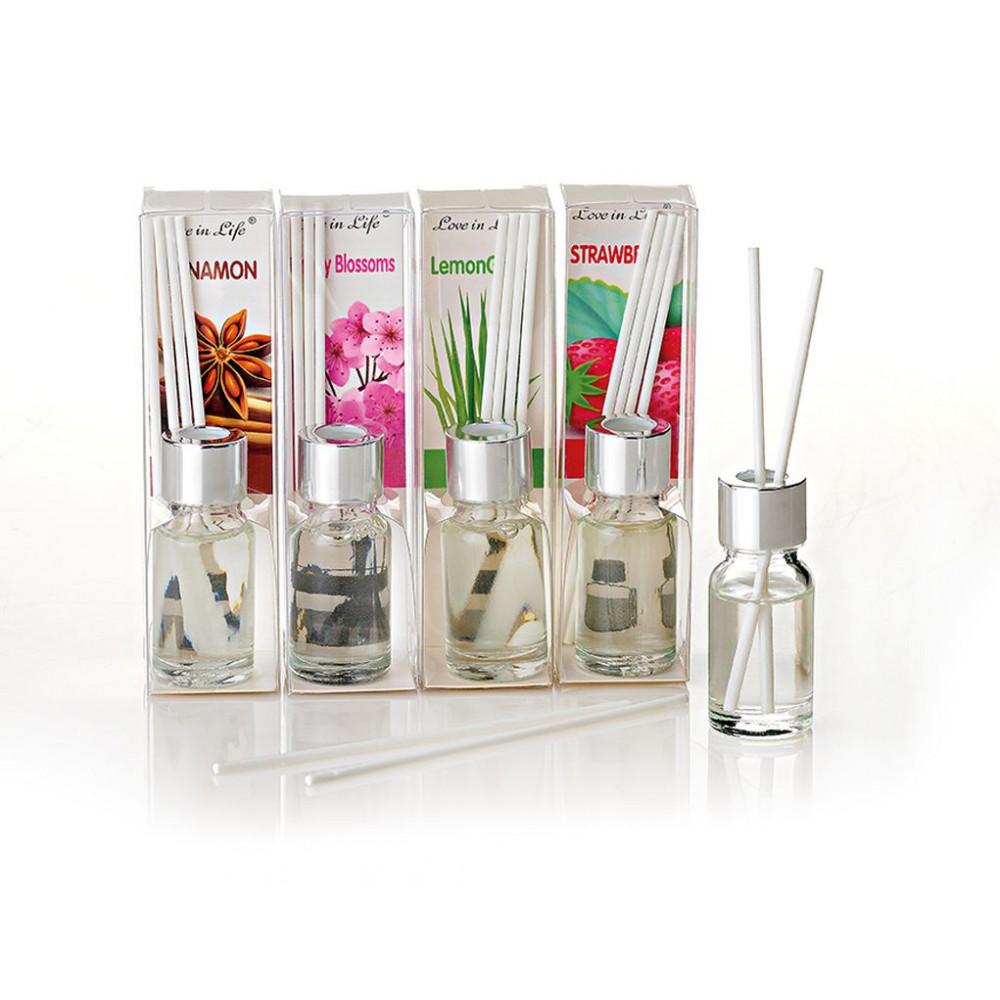 ΜΠΟΜΠΟΝΙΕΡΑ ΑΣΗΜΙ ΑΡΩΜΑΤΙΚΟ ΧΩΡΟΥ ΜΕ STICKS ΣΕ PVC ΚΟΥΤΑΚΙ / 12 ΑΡΩΜΑΤΑ 3X3X12CM 10ml 