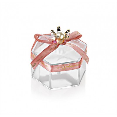 ΜΠΟΜΠΟΝΙΕΡΑ ΜΠΙΖΟΥΤΙΕΡΑ ΠΟΛΥΓΩΝΗ PVC ΜΕ ΡΟΖ ΚΟΡΔΕΛΑ ΚΑΙ ΧΡΥΣΗ ΚΟΡΩΝΑ Φ6X6CM