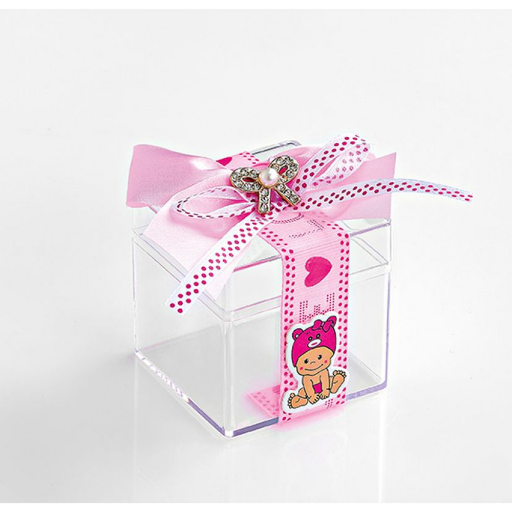 ΜΠΟΜΠΟΝΙΕΡΑ ΜΠΙΖΟΥΤΙΕΡΑ PVC ΡΟΖ BABY GIRL ΜΕ ΦΙΟΓΚΟ 6X6X6CM 