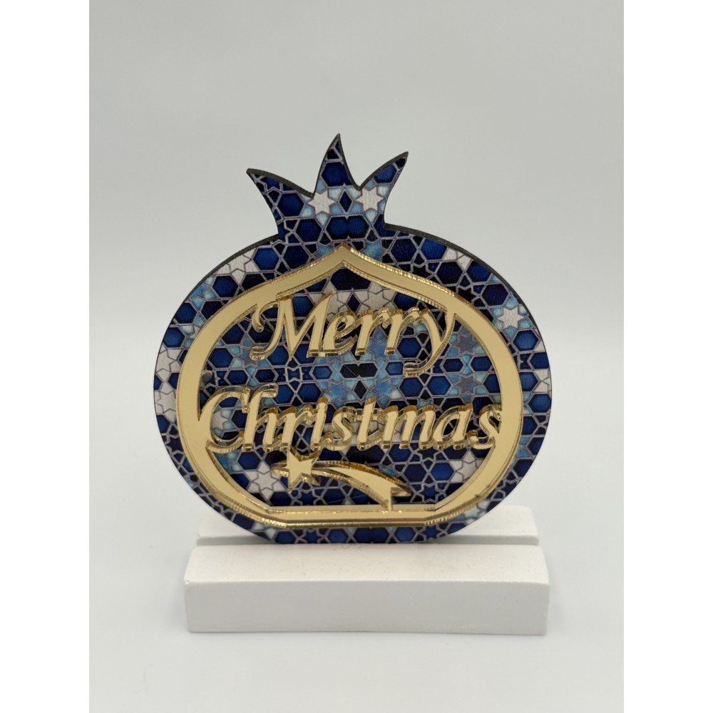 ΕΠΙΤΡΑΠΕΖΙΟ ΓΟΥΡΙ ΞΥΛΙΝΟ ΡΟΔΙ ΜΕ PLEXIGLASS MERRY CHRISTMAS & ΜΠΛΕ ΑΣΤΕΡΑΚΙΑ 7.5x10.5cm 